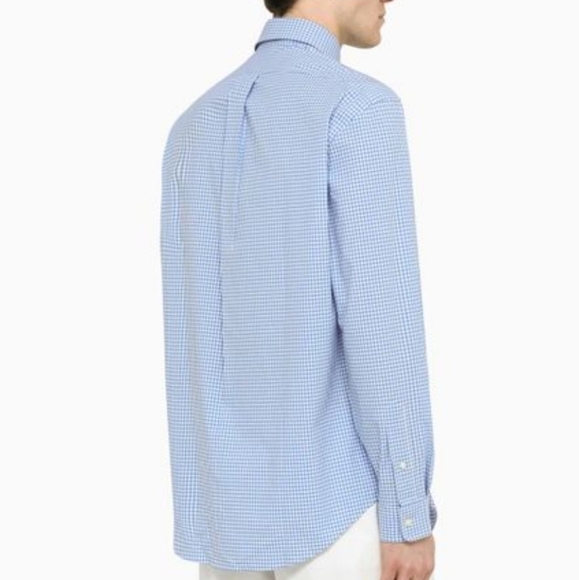 Ralph Lauren Classic Fit Gingham Oxford Linen Shirt Blue L - Picture 2 of 11